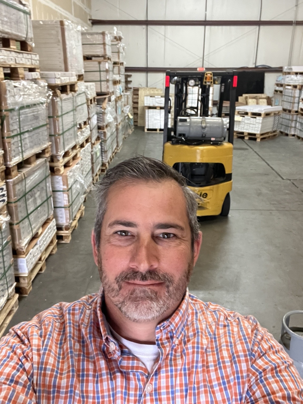 Matt Beckett at the Lowcountry LVP warehouse